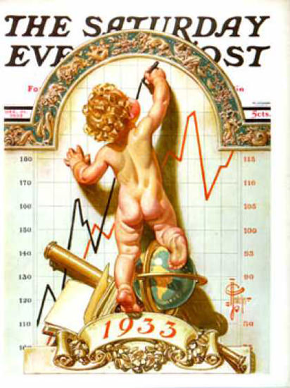 Saturday Evening Post Copyright 1932 Baby New Year | Vintage Ad and Cover Art 1891-1970