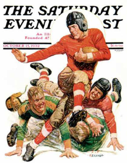 Saturday Evening Post Copyright 1932 College Football | Vintage Ad and Cover Art 1891-1970