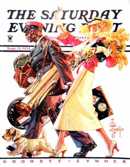 Saturday Evening Post Copyright 1934 End Of Vacation | Sex Appeal Vintage Ads and Covers 1891-1970