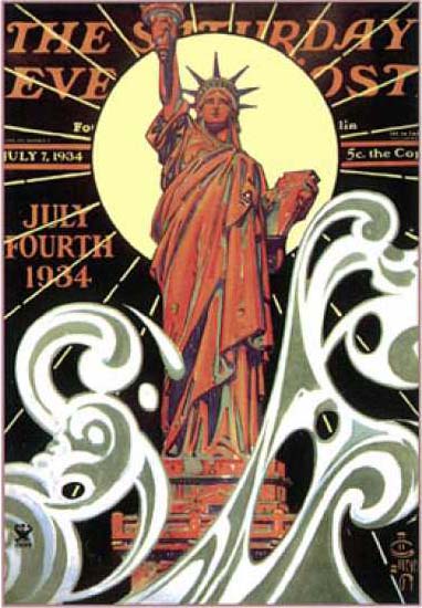 Saturday Evening Post Copyright 1934 Statue Of Liberty | Vintage Ad and Cover Art 1891-1970