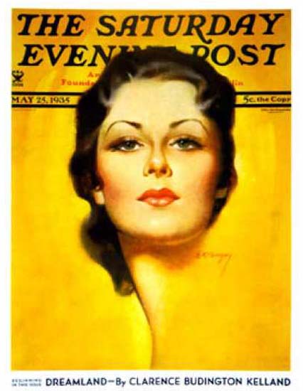 Saturday Evening Post Copyright 1935 Brunette E K Bergey | Sex Appeal Vintage Ads and Covers 1891-1970