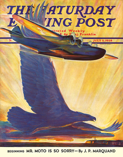 Saturday Evening Post Copyright 1938 Waterplane Eagle | Vintage Ad and Cover Art 1891-1970