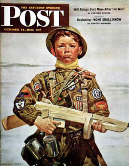 Saturday Evening Post Copyright 1944 Commando Kid Scott | Vintage Ad and Cover Art 1891-1970