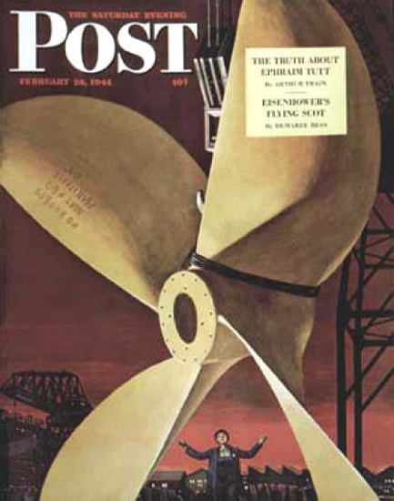 Saturday Evening Post Copyright 1944 Ships Propeller | Vintage Ad and Cover Art 1891-1970