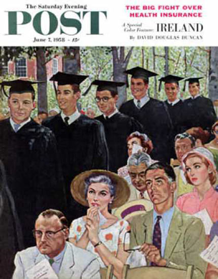 Saturday Evening Post Copyright 1958 Entrance Graduates | Vintage Ad and Cover Art 1891-1970