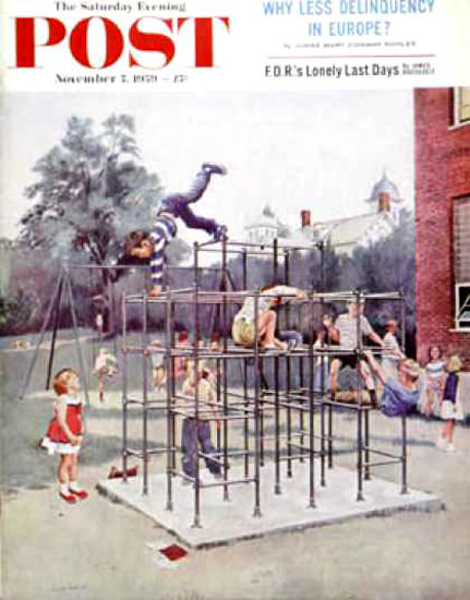 Saturday Evening Post Copyright 1959 Jungle Gym Hughes | Vintage Ad and Cover Art 1891-1970