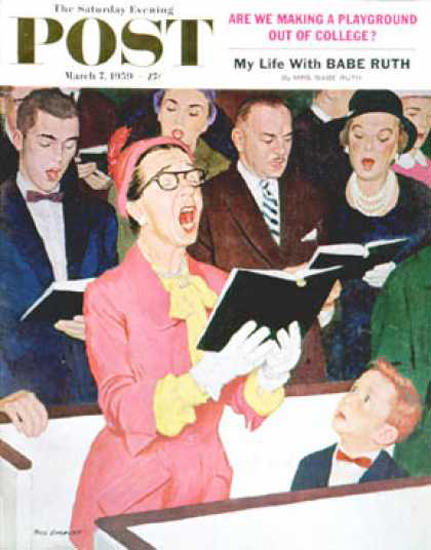 Saturday Evening Post Copyright 1959 Singing Praise | Vintage Ad and Cover Art 1891-1970