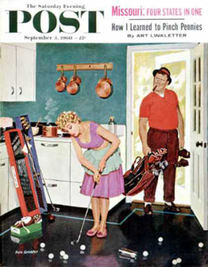 Saturday Evening Post Copyright 1960 Putting In Kitchen | Vintage Ad and Cover Art 1891-1970