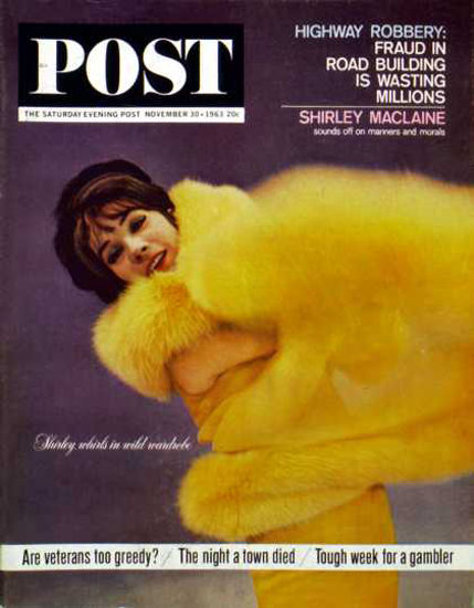 Saturday Evening Post Copyright 1963 Shirley MacLaine | Sex Appeal Vintage Ads and Covers 1891-1970