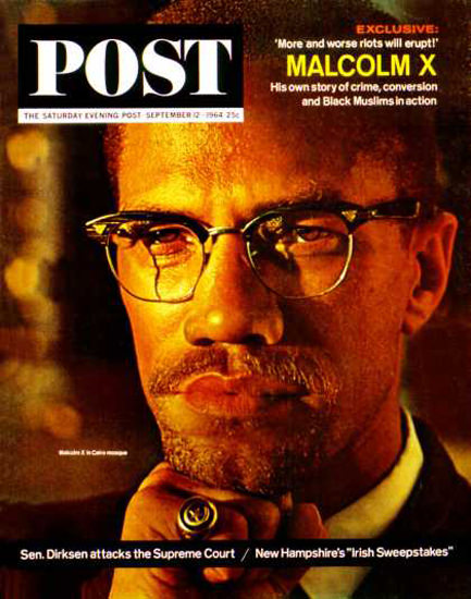 Saturday Evening Post Copyright 1964 Malcolm X Riots | Vintage Ad and Cover Art 1891-1970