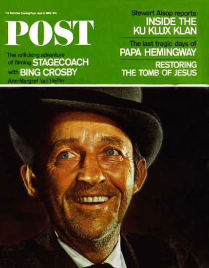 Saturday Evening Post Copyright 1966 Bing Crosby | Vintage Ad and Cover Art 1891-1970