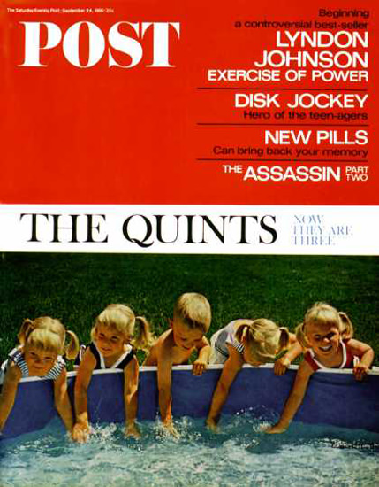 Saturday Evening Post Copyright 1966 Fischer Quints | Vintage Ad and Cover Art 1891-1970