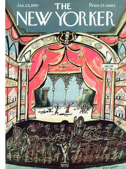 Saul Steinberg The New Yorker 1961_01_28 Copyright | The New Yorker Graphic Art Covers 1946-1970