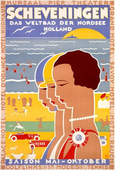 Scheveningen Das Weltbad Der Nordsee Holland | Vintage Travel Posters 1891-1970