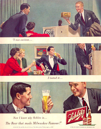 Schlitz Beer Cuious 1950 | Vintage Ad and Cover Art 1891-1970