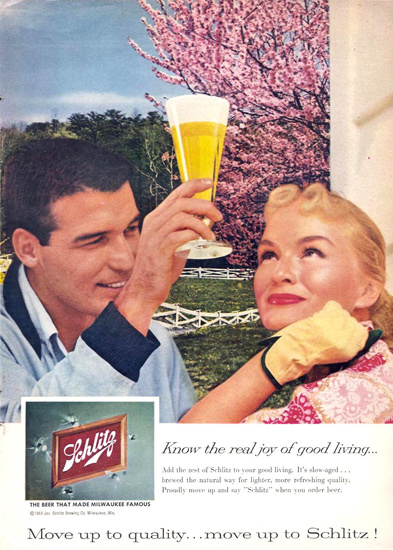 Schlitz Beer Horse Ranch Couple 1959 | Vintage Ad and Cover Art 1891-1970