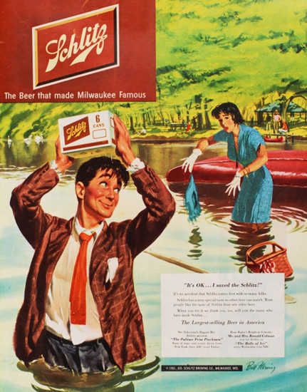 Schlitz Beer Its OK I Saved The Schlitz 1951 | Sex Appeal Vintage Ads and Covers 1891-1970