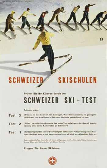 Schweizer Skischulen Swiss Ski School Switzerland 1941 | Vintage Travel Posters 1891-1970