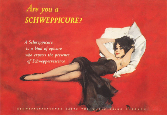 Schweppes PinUp Girl Are You A Schweppicure | Sex Appeal Vintage Ads and Covers 1891-1970