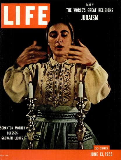 Scranton Mother blesses Sabbath 13 Jun 1955 Copyright Life Magazine | Life Magazine Color Photo Covers 1937-1970