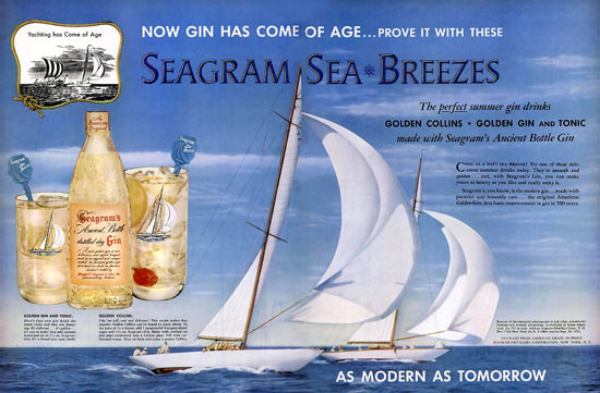 Seagram Sea Breezes Dry Gin Sailing Boat | Vintage Ad and Cover Art 1891-1970