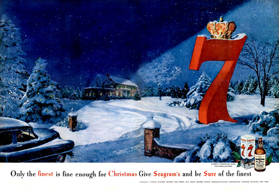 Seagrams 7 Crown Blended Whiskey Christmas | Vintage Ad and Cover Art 1891-1970