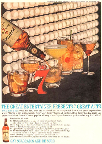 Seagrams Great Entertainer 7 Great Acts 1963 | Vintage Ad and Cover Art 1891-1970