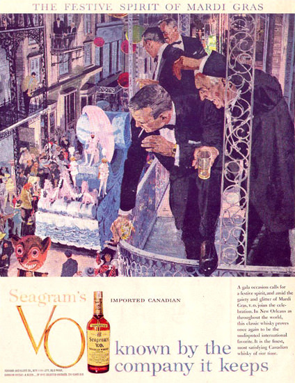 Seagrams New Orleans Spirit Of Mardi Gras 1959 | Vintage Ad and Cover Art 1891-1970