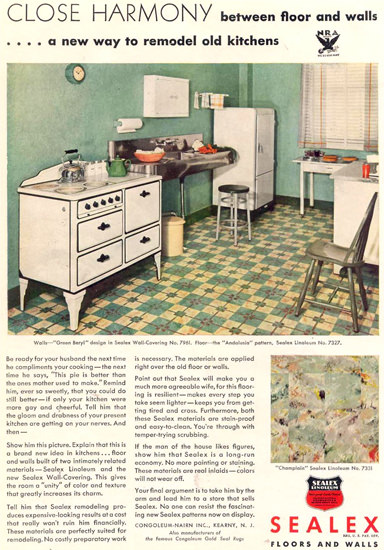 Sealex Floors And Walls Kitchen 1933 | Vintage Ad and Cover Art 1891-1970