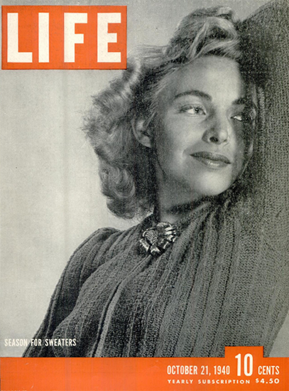 Season for Sweaters 21 Oct 1940 Copyright Life Magazine | Life Magazine BW Photo Covers 1936-1970