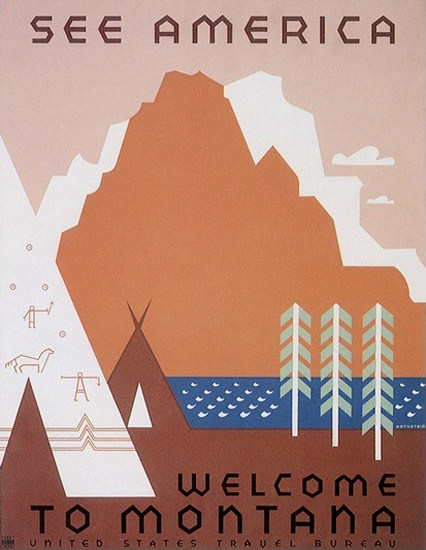 See America Welcome To Montana US Travel | Vintage Travel Posters 1891-1970