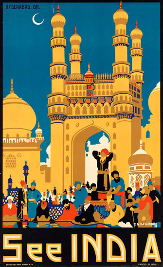 See India 1930s Hyderabad | Vintage Travel Posters 1891-1970