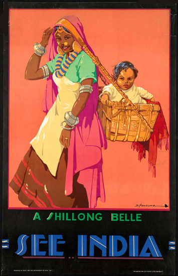 See India A Shillong Belle 1935 | Vintage Travel Posters 1891-1970