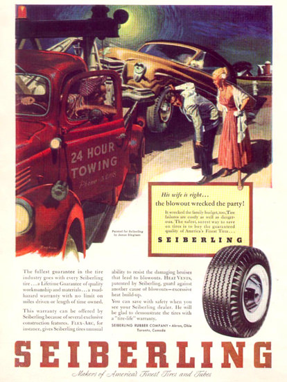 Seiberling Tire Towing 1953 | Vintage Ad and Cover Art 1891-1970