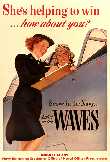 Serve In The Navy She is Helping To Win | Vintage War Propaganda Posters 1891-1970