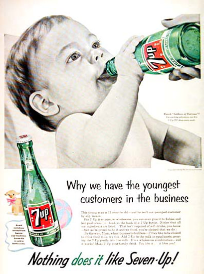 Seven-Up 1955 7up Why We Have The Youngest | Vintage Ad and Cover Art 1891-1970