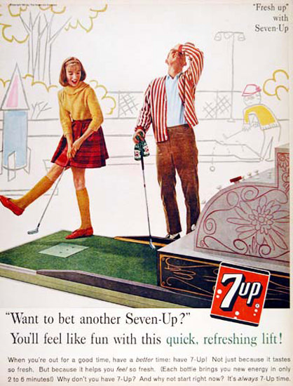 Seven-Up 1961 7up Crazy Golf Miniature Golf | Vintage Ad and Cover Art 1891-1970