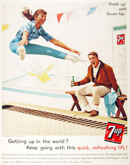 Seven-Up 1961 7up Trampoline Getting Up World | Sex Appeal Vintage Ads and Covers 1891-1970