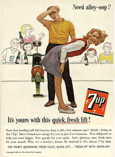 Seven-Up 1963 7up Need Aley-Oop Bowling | Sex Appeal Vintage Ads and Covers 1891-1970