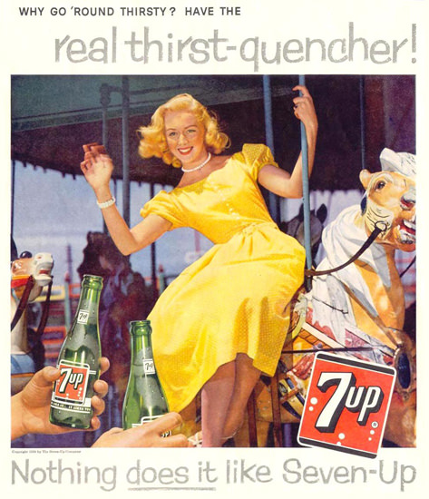 Seven-Up 7-Up Girl Merry-Go-Round Horse 1959 | Sex Appeal Vintage Ads and Covers 1891-1970