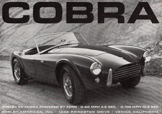 AC Cobra 1963 by Carroll Shelby Venice CA Power By Ford | Vintage Cars 1891-1970