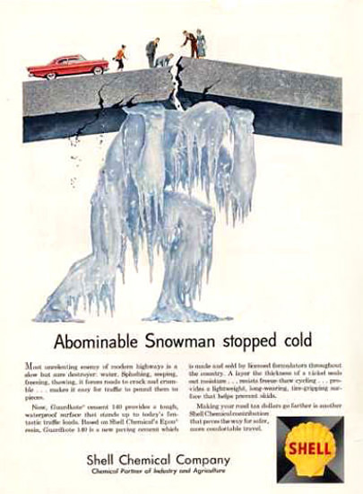 Shell Abominable Snowman Stopped Cold 1961 | Vintage Ad and Cover Art 1891-1970