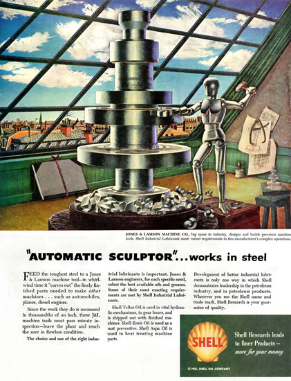 Shell Automatic Sculptor Jones Lamson 1951 | Vintage Ad and Cover Art 1891-1970