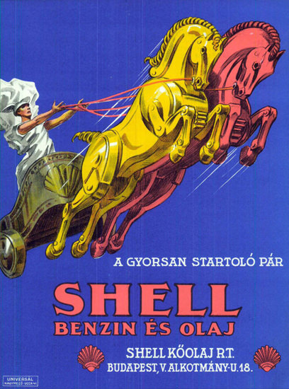 Shell Benzin E Olaj A Gyorsan Startolo 1928 | Vintage Ad and Cover Art 1891-1970