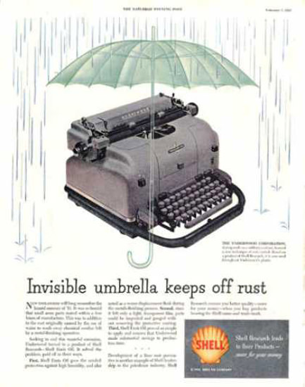 Shell Invisible Umbrella Keeps Off Rust 1953 | Vintage Ad and Cover Art 1891-1970