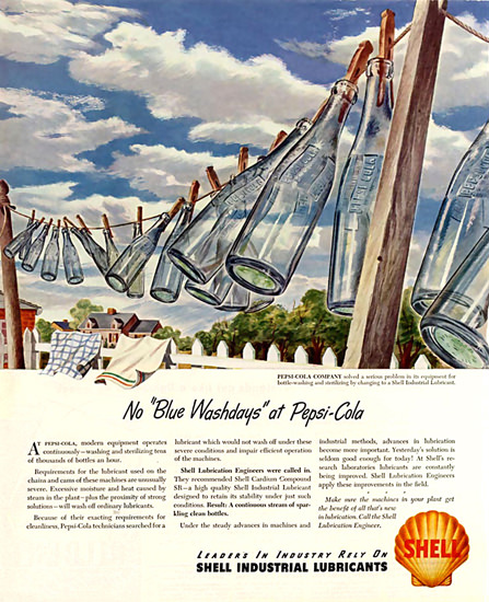 Shell No Blue Washdays At Pepsi-Cola 1947 | Vintage Ad and Cover Art 1891-1970