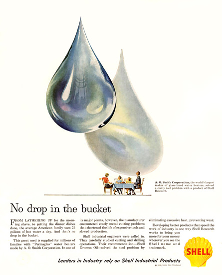 Shell No Drop In The Bucket AO Smith Co 1958 | Vintage Ad and Cover Art 1891-1970