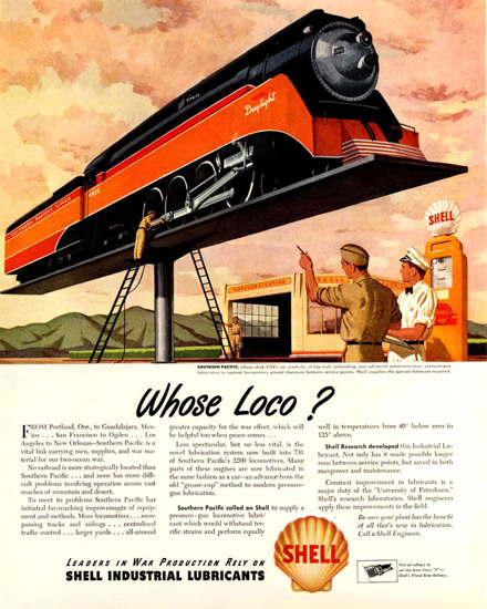 Shell Railroad Engine Locomotive Southern Pacific | Vintage Ad and Cover Art 1891-1970