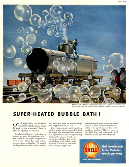 Shell Super Heated Bubble Bath 1951 | Vintage Ad and Cover Art 1891-1970