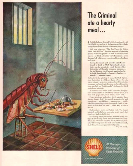 Shell The Criminal Ate A Hearty Meal 1949 | Vintage Ad and Cover Art 1891-1970